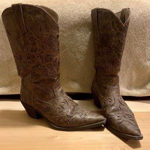 Roper boots, brown with glitter detailing, size 7.5